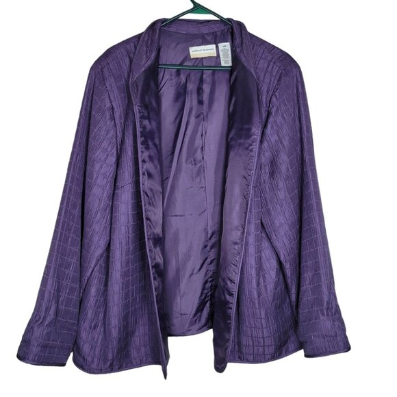 Alfred Dunner Jacket Coat Open Front Built In Shoulder Pad Purple Women Plus 20W - Picture 1 of 8